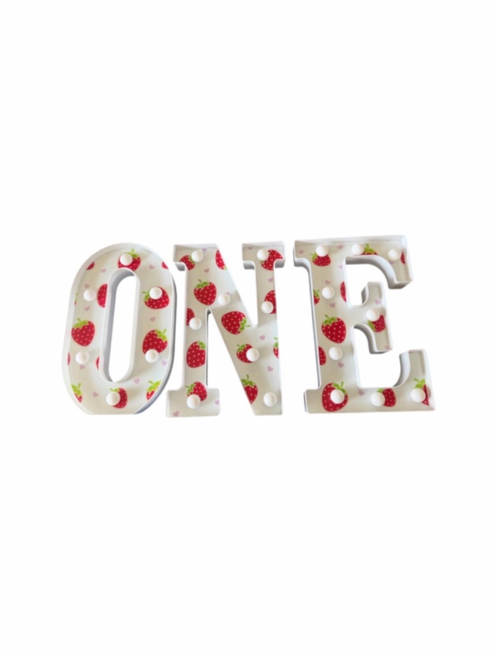ONE Light-Up Letters - Strawberry First Birthday Decor